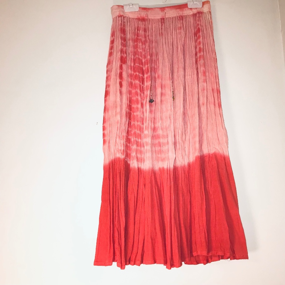 NWT Vtg 90s Unity International Pink Tie Dye Maxi Skirt 100% Cotton India OS